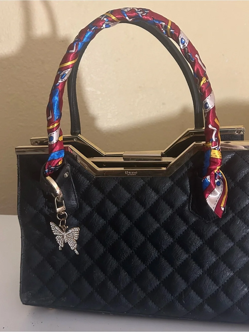 2 Twilly Satin Handbag Headband Scarf Burgundy Red Yellow Blue